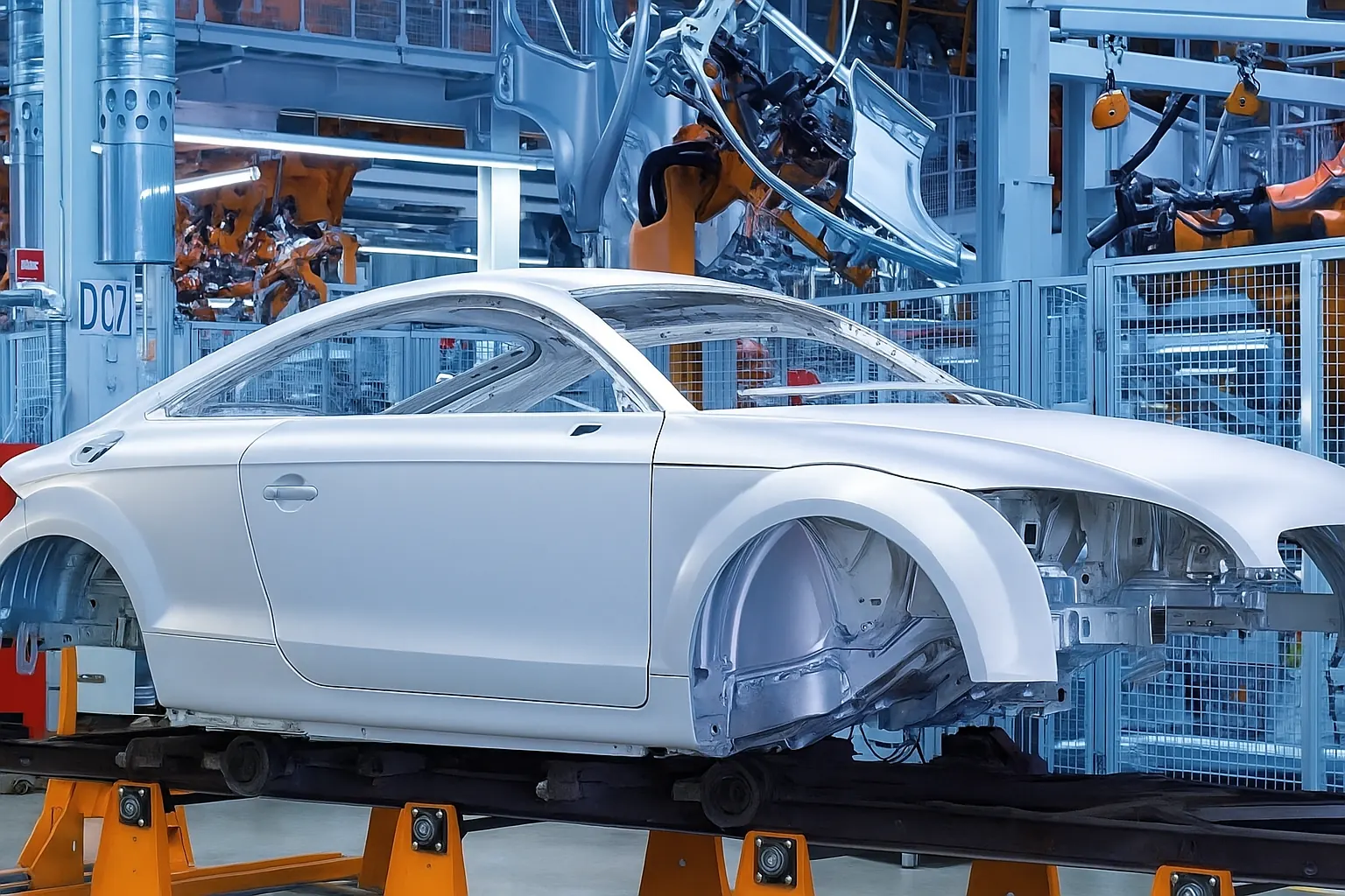 Carrocería de aluminio en una línea de montaje de automóviles