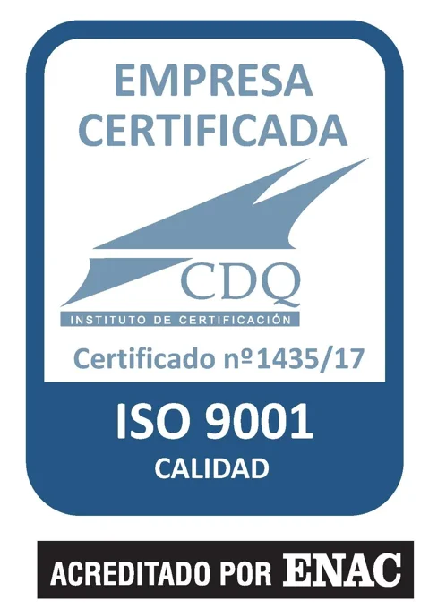Segell d’empresa certificada ISO 9001 per CDQ, acreditat per ENAC